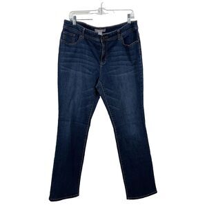 Chico’s Women’s Jeans Straight Leg Mid Rise Dark Wash Blue Size 2